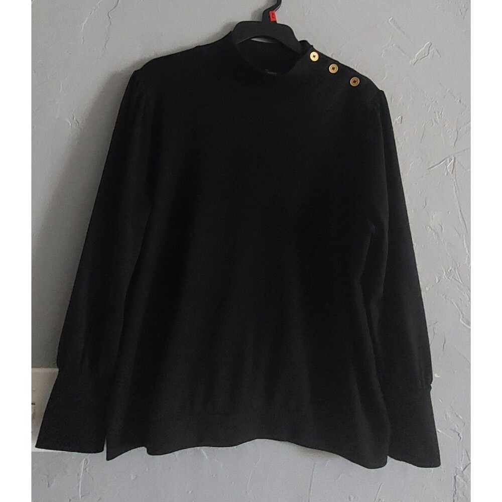 Banana Republic Mock Neck Shoulder-Button Sweater,women Lp,polyester Rayon,spand